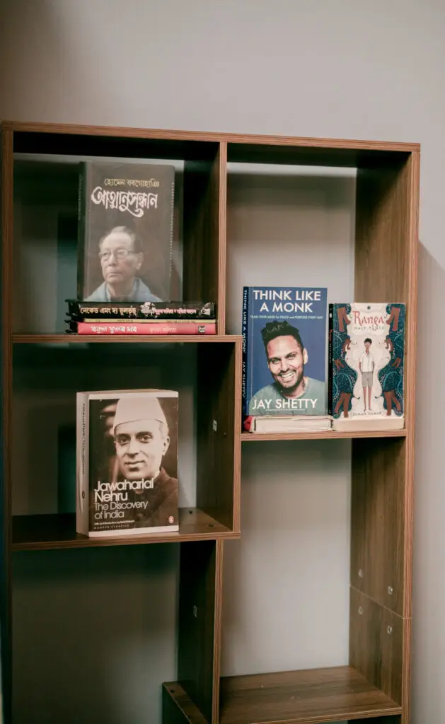 Bookshelf with neatly arranged books